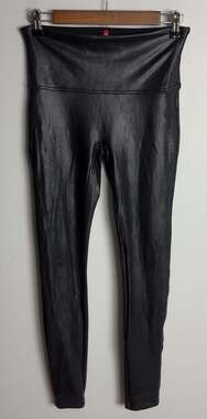 SPANX Faux Leather Leggings Black High Rise Shaping Pants Size Large L/G Women’s
